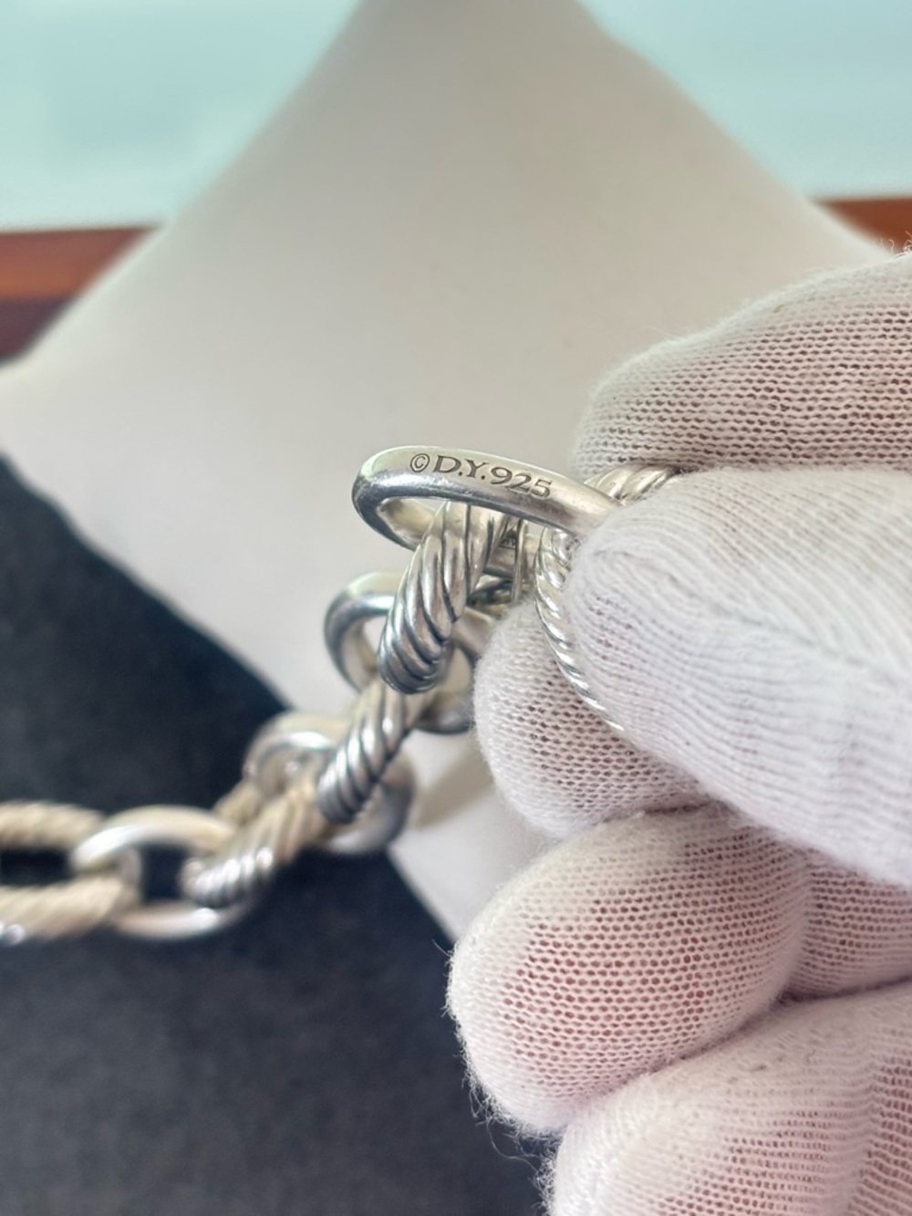 David Yurman Sterling silver XL Oval Link Chain Bracelet 7-7.5" - Picture 6 of 9